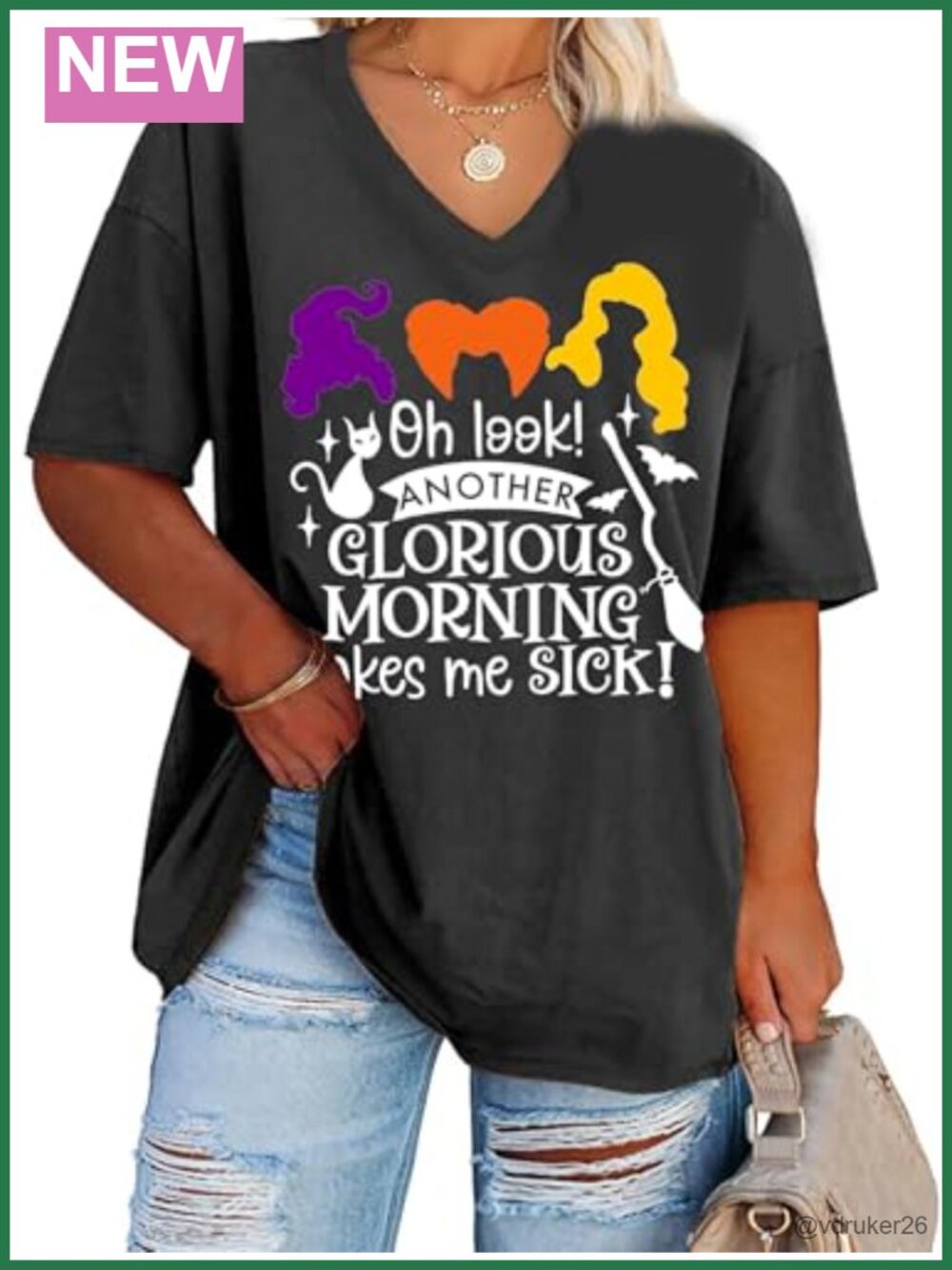 Plus Size Halloween Witch Graphic T-Shirt Soft Oversized Tunic Fall Tee